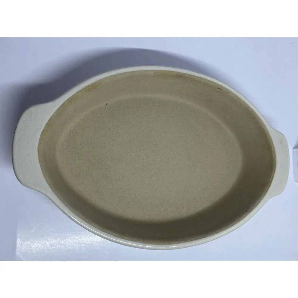 Pampered Chef Family Heritage Stoneware Mini Oval Baker Vanilla Glazed No Box